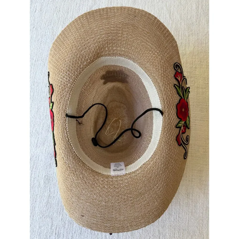 ED HARDY Women's Straw Cowboy Hat, NEW